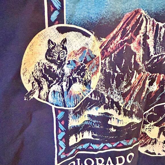VINTAGE Single Stitch Denver Colorado Destination Elk Wolf Eagle USA Mens XL - Picture 5 of 10